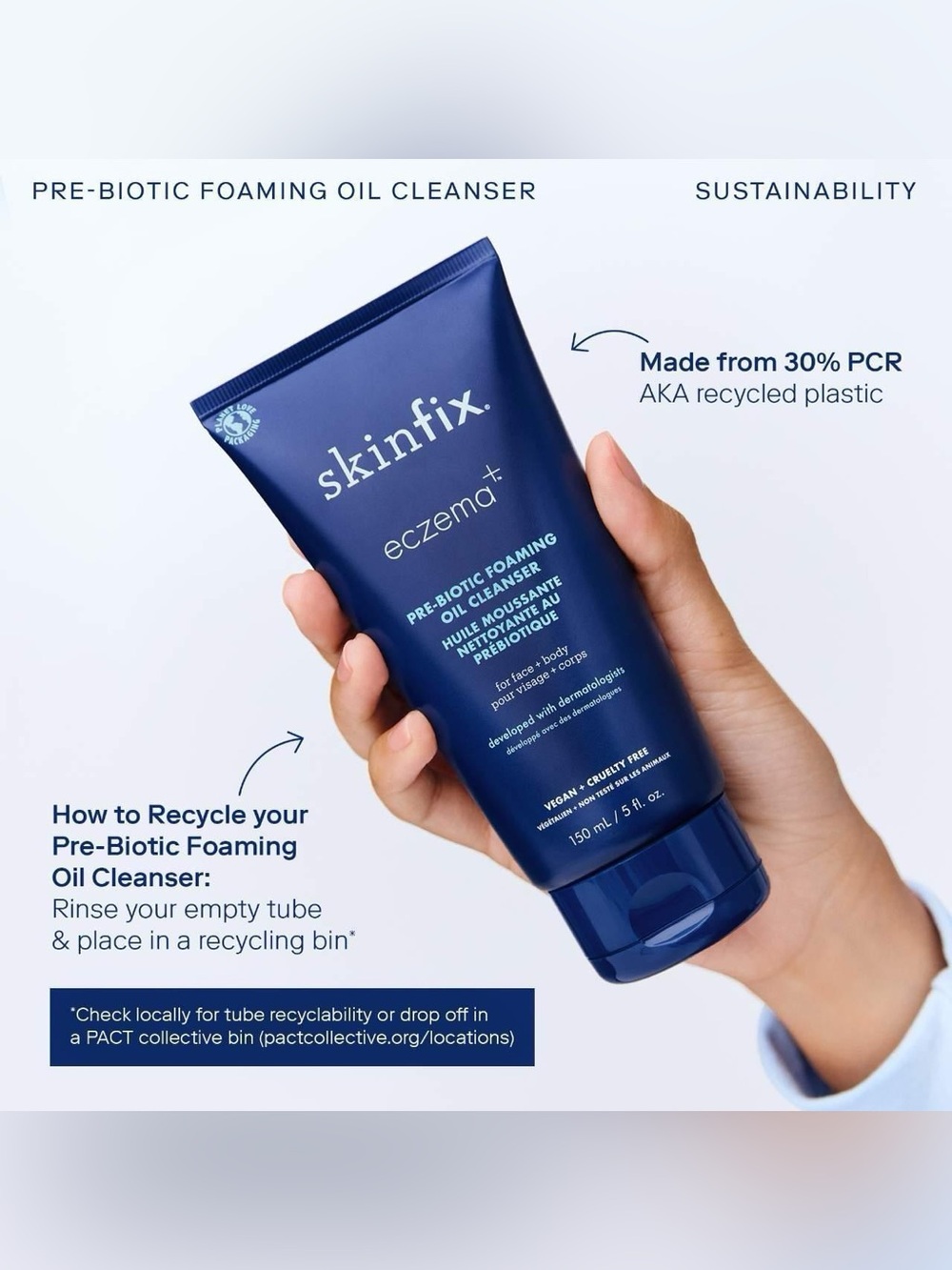 Skinfix Eczema+ Pre-Biotic Foaming Oil Cleanser $30 retail new